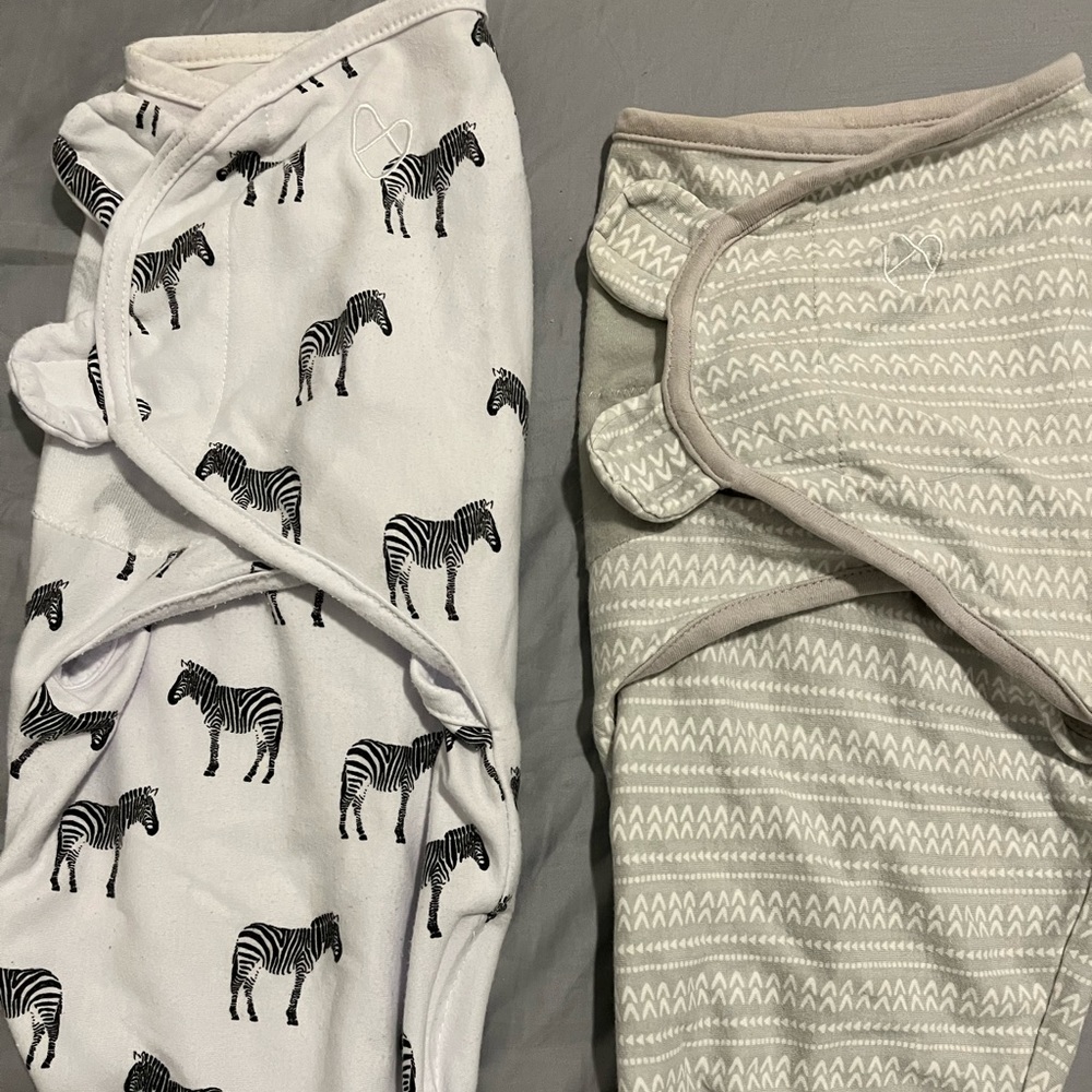 SwaddleMe brand Velcro swaddles.